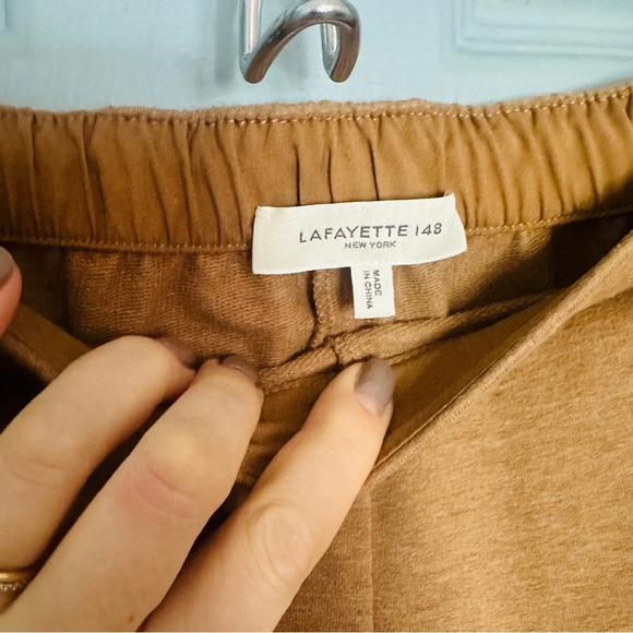Lafayette 148 New York Webster Ultra Comfort French Terry Tan Pants Sepia Brown - Picture 9 of 16